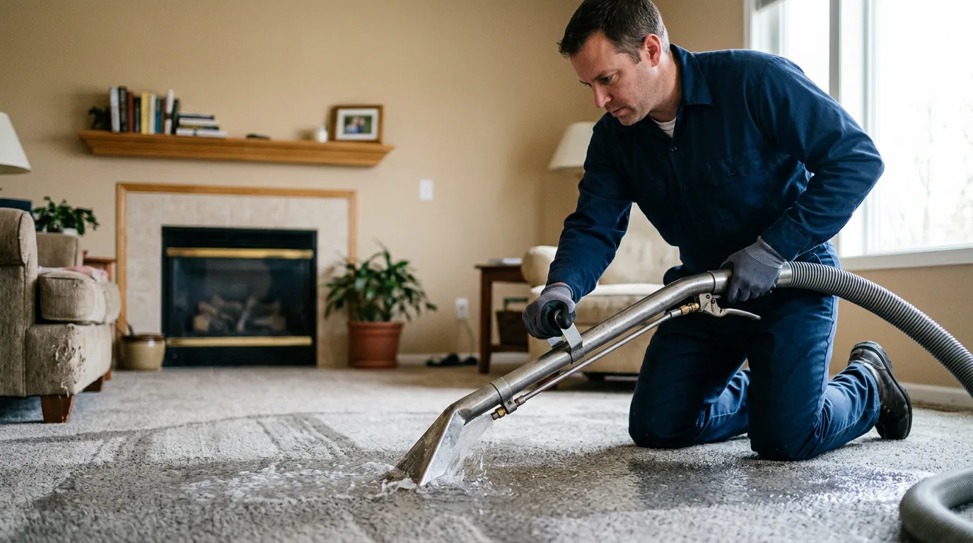 Water damage restoration technician working near Pasadena, CA